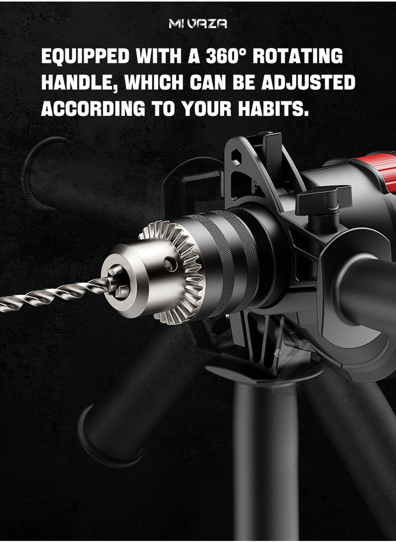 Mi VAZA - Corded Hammer Drill - Electric Impact Drill Kit with Screws, Storage Box, Universal Shaft, Screwdriver Bit, Impact Drill Bit, Expansion Tube, Depth Gauge, Auxiliary Handle, Hexagon Socket - Home Tool Kit - Image 1