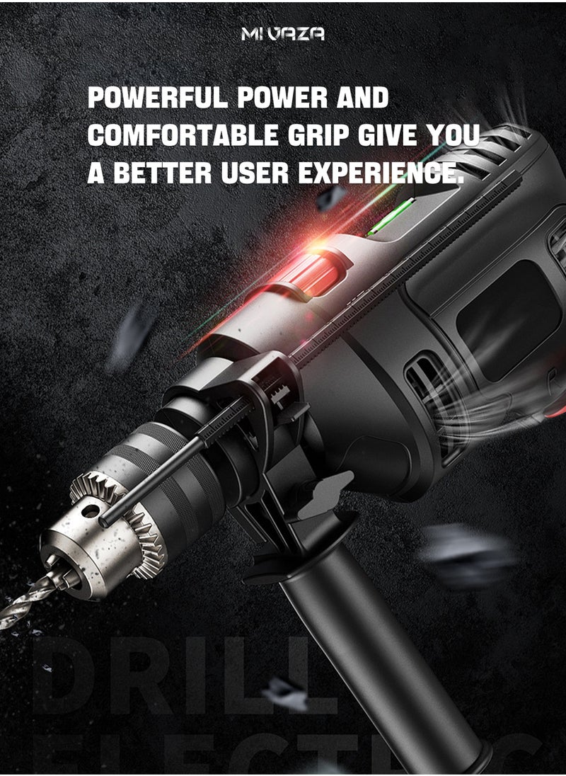 Mi VAZA Corded Hammer Drill - Electric Impact Drill Kit with Screws, Storage Box, Universal Shaft, Screwdriver Bit, Impact Drill Bit, Expansion Tube, Depth Gauge, Auxiliary Handle, Hexagon Socket - Home Tool Kit  - Image 4