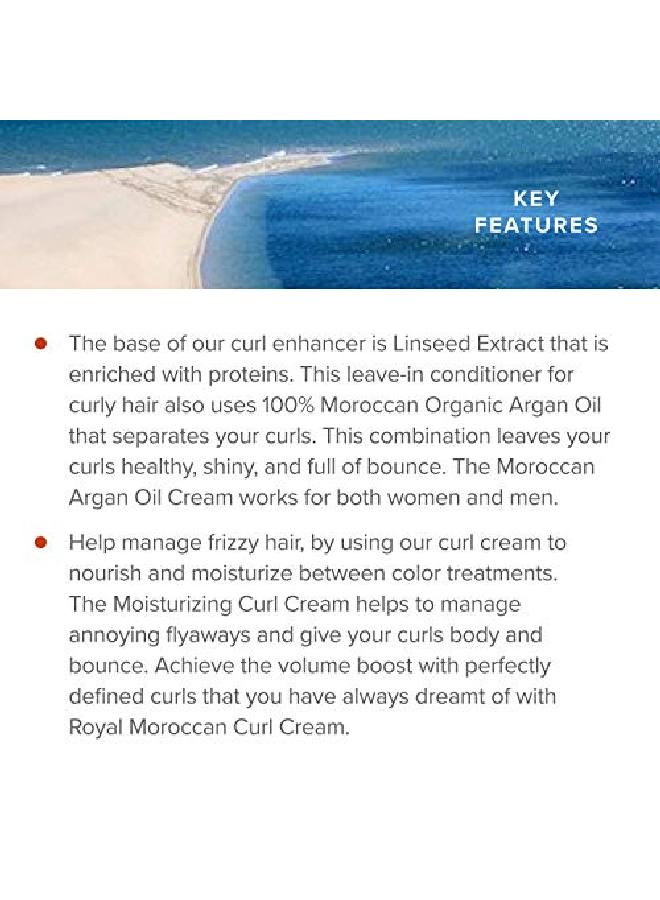 Royal Moroccan Curl Cream For Frizzy Hair Control And Color Treated Hair ; Curl Defining Cream ; Moisturizing Curl Conditer Cream ; Curly Hair Styling ; Argan Oil Hair Products ( 300 Ml 10.14 Oz ) - Image 5