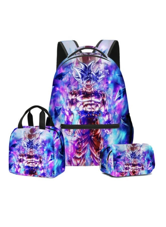 NIBEMINENT New Dragon Ball DragonBal three-piece set l schoolbag for elementary and middle school students, children's backpack backpack,D8 07 - Three-piece - Image 1