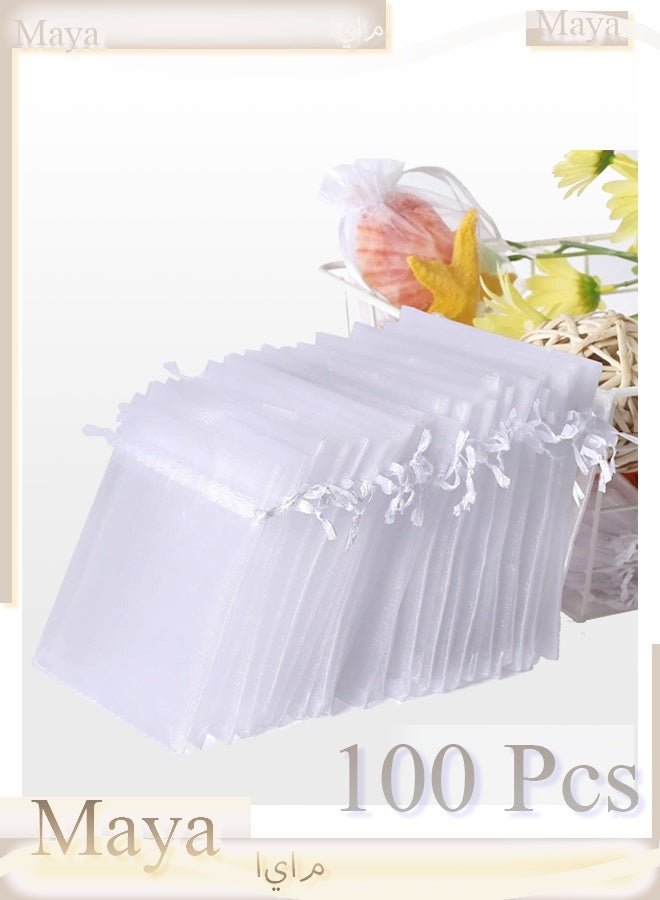 Maya 100Pcs 8 x 10CM Sheer Drawstring Organza Jewelry Pouches Wedding Party Favor Gift Bags - Image 1