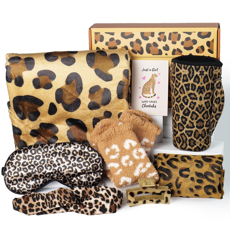 Ithmahco Cheetah Print Gifts for Women, Leopard Print Get Well Gifts for Women, Birthday Care Package Cheetah Gift Ideas for Woman Mom Friends, Self Care Leopard Gift Baskets for Valentines Day Galentines Day - Image 1
