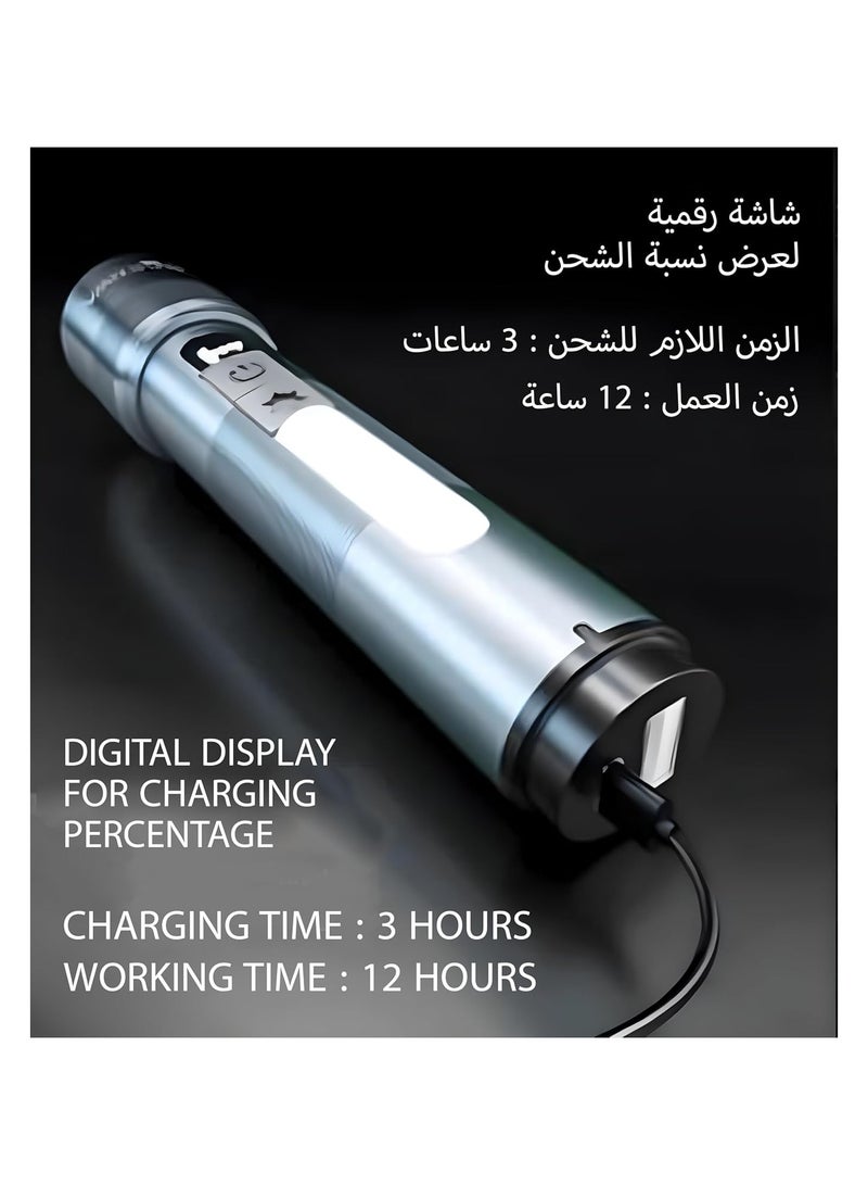 رافيد كشاف يدوي رافيد كومفورت لايف قابل لإعادة الشحن 10 واط + 3 واط إضاءة مزدوجة 500 لومن زوم مقاوم للماء IPX5 بطارية 18650 , رصاصى - Image 3