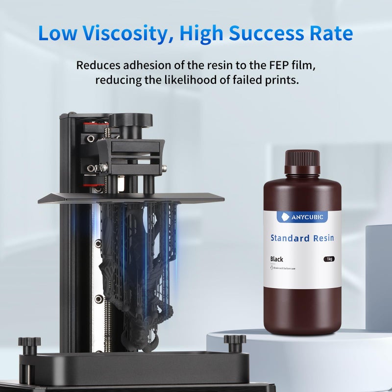 Anycubic ANYCUBIC 3D Printer Resin, 405nm SLA UV-Curing Resin with High Precision and Quick Curing & Excellent Fluidity for LCD 3D Printing (Black, 1kg) - Image 3