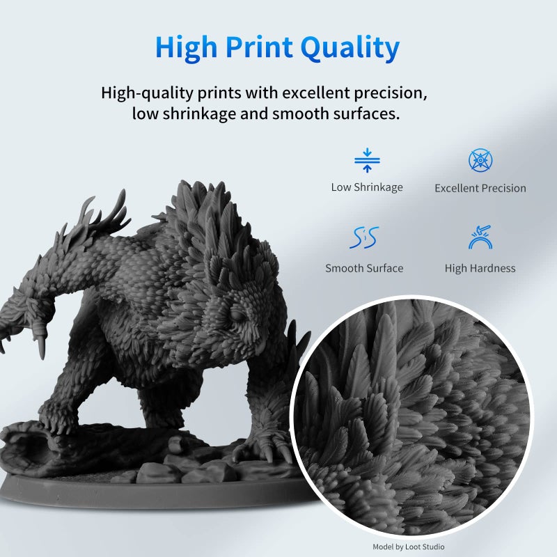 ANYCUBIC 3D Printer Resin, 405nm SLA UV-Curing Resin with High Precision and Quick Curing & Excellent Fluidity for LCD 3D Printing (Black, 1kg) - Image 2