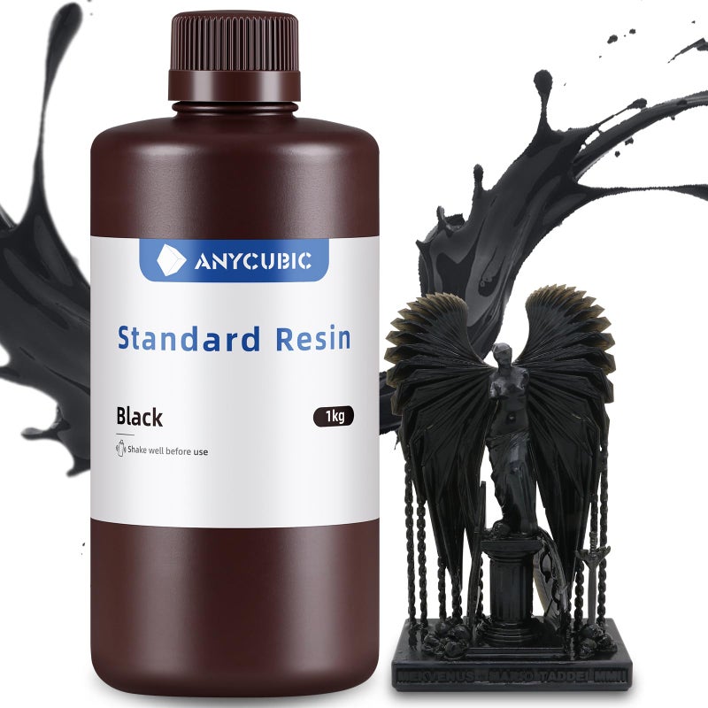 ANYCUBIC 3D Printer Resin, 405nm SLA UV-Curing Resin with High Precision and Quick Curing & Excellent Fluidity for LCD 3D Printing (Black, 1kg) - Image 1