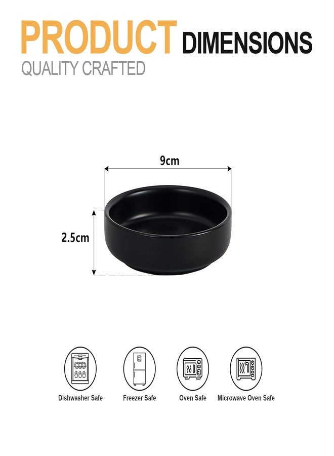 Swuut Ceramic Soy Sauce Dish,3.5 Inch Dipping Bowls Side Dishes Set of 6, Small Appetizer Pinch Dip Bowls for Condiments, Sushi, Ketchup, BBQ (Black) - Image 2