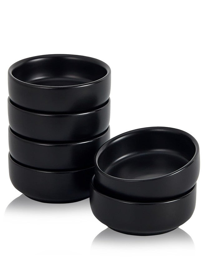 Swuut Ceramic Soy Sauce Dish,3.5 Inch Dipping Bowls Side Dishes Set of 6, Small Appetizer Pinch Dip Bowls for Condiments, Sushi, Ketchup, BBQ (Black) - Image 1