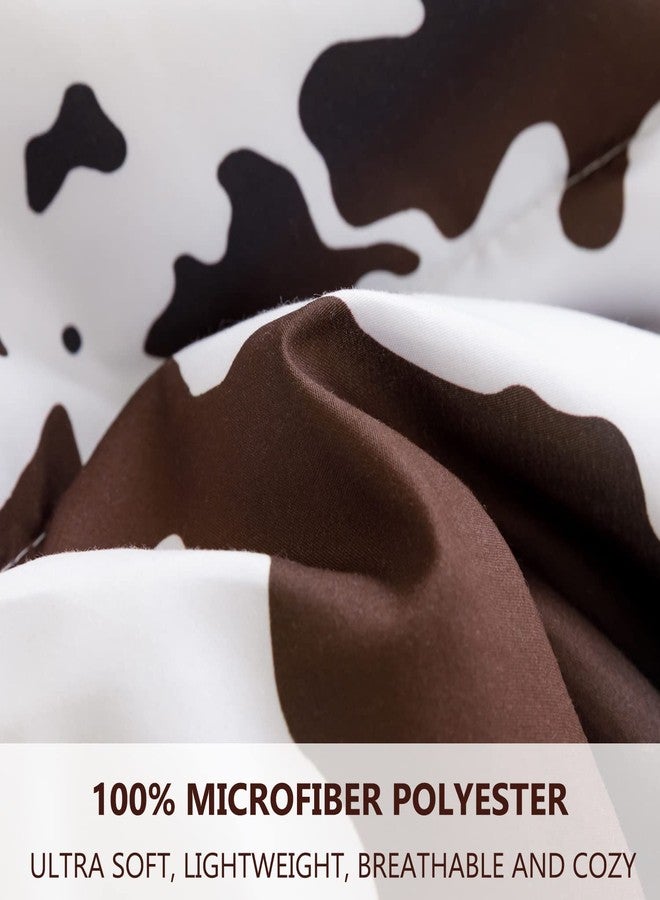 PERFEMET 3Pcs Cow Comforter Set King Size Rustic Cow Print Western Bedding Sets Farmhouse Reversible Checkered Cowhide Bed Quilt Set with Pillowcases (Brown White, King) - Image 4