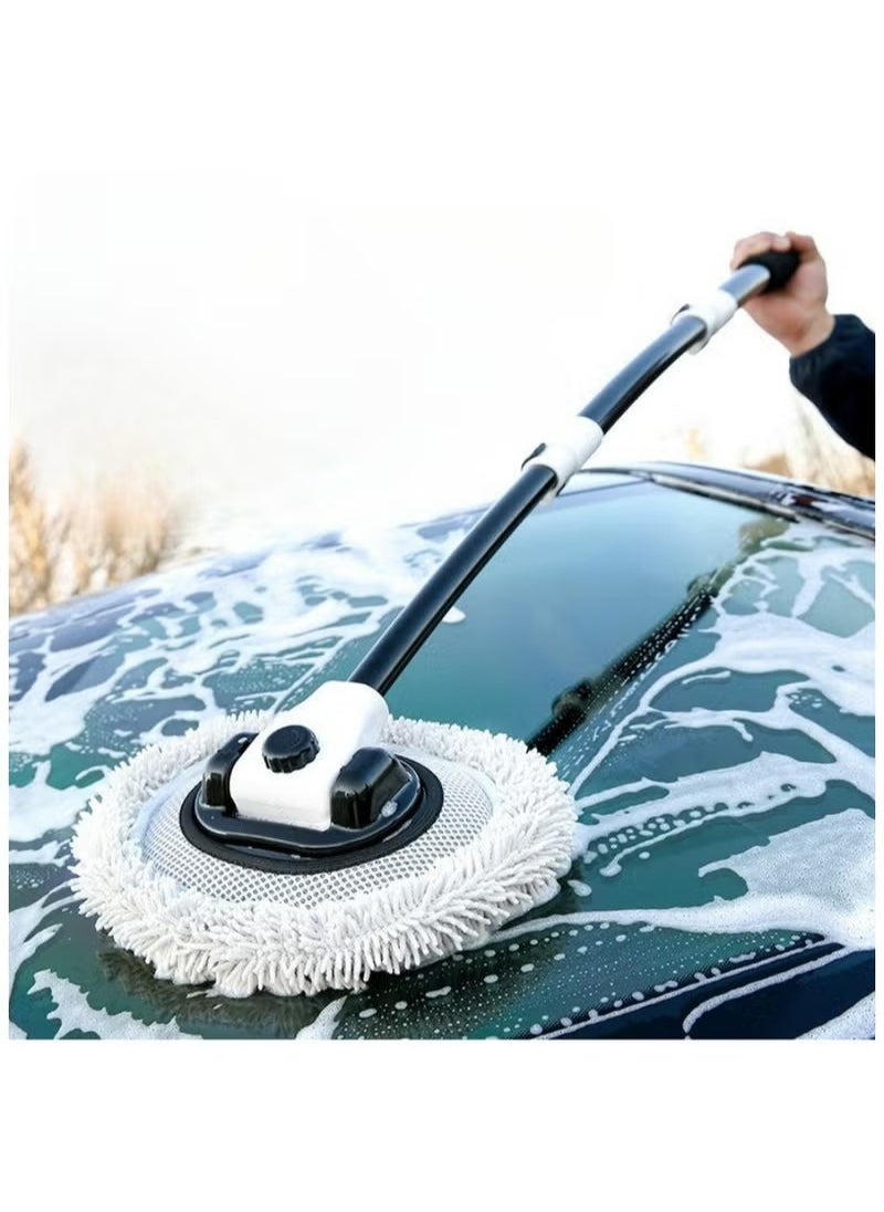 Gasin Retractable Curved Rod Soft Bristle Car Wash Mop white/black  - Image 1