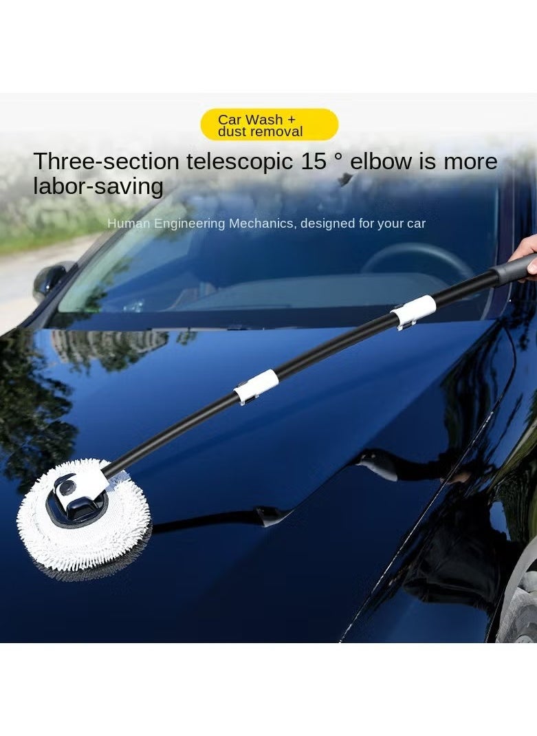 Gasin Retractable Curved Rod Soft Bristle Car Wash Mop white/black  - Image 2