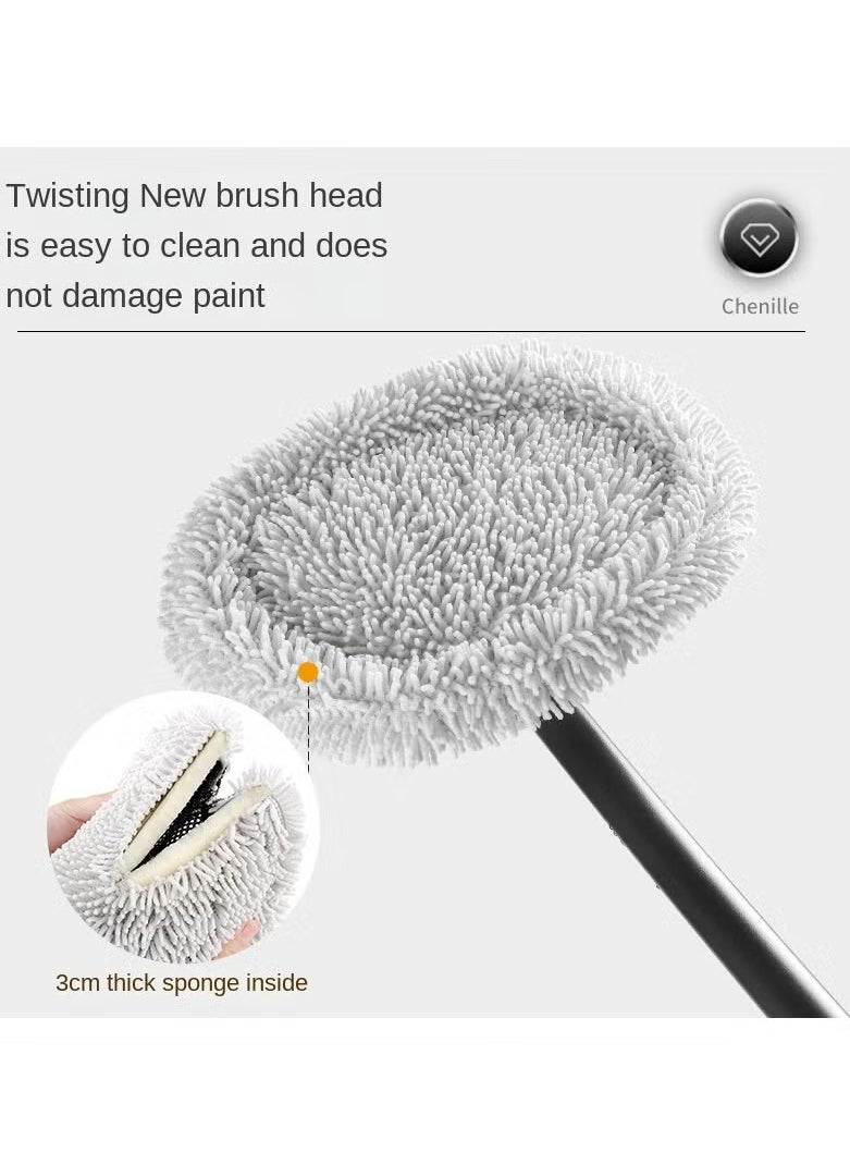 Gasin Retractable Curved Rod Soft Bristle Car Wash Mop white/black  - Image 4