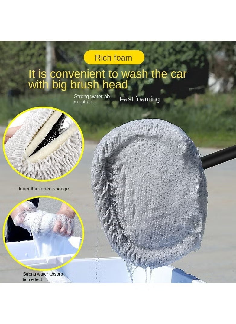 Gasin Retractable Curved Rod Soft Bristle Car Wash Mop white/black  - Image 5