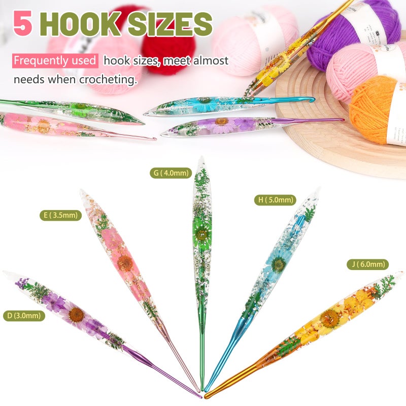 Aeelike Crochet Hooks Set, 3.0mm-6.0mm Ergonomic Crochet Hooks with Long Floral Handle-Super Shinny and Unique for DIY Crfats Blnaket Sweaters, Ideal & Beautiful Gifts for Mothers Crocheting Lovers - Image 2