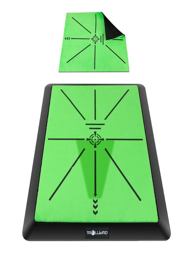 TROLLBIRD Golf Hitting Mat Golf Training Accessories for Swing Path Feedback 16.5"x12.5" with Replaceable Velvet Mat Practice Trainer Matt for Men Women Kids - Image 1