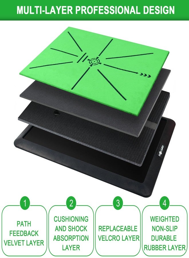 TROLLBIRD Golf Hitting Mat Golf Training Accessories for Swing Path Feedback 16.5"x12.5" with Replaceable Velvet Mat Practice Trainer Matt for Men Women Kids - Image 3