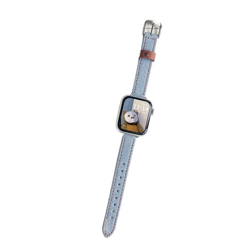 سوار ساعة ذكية سوار جلدي كلاسيكي متوافق باللون أزرق قابل للتعديل مع Apple Watch / SE بملاءمة قابلة للتعديل وحزام بديل للاستخدام اليومي للاستخدام الشخصي للعائلة للاستخدام الداخلي - Image 1