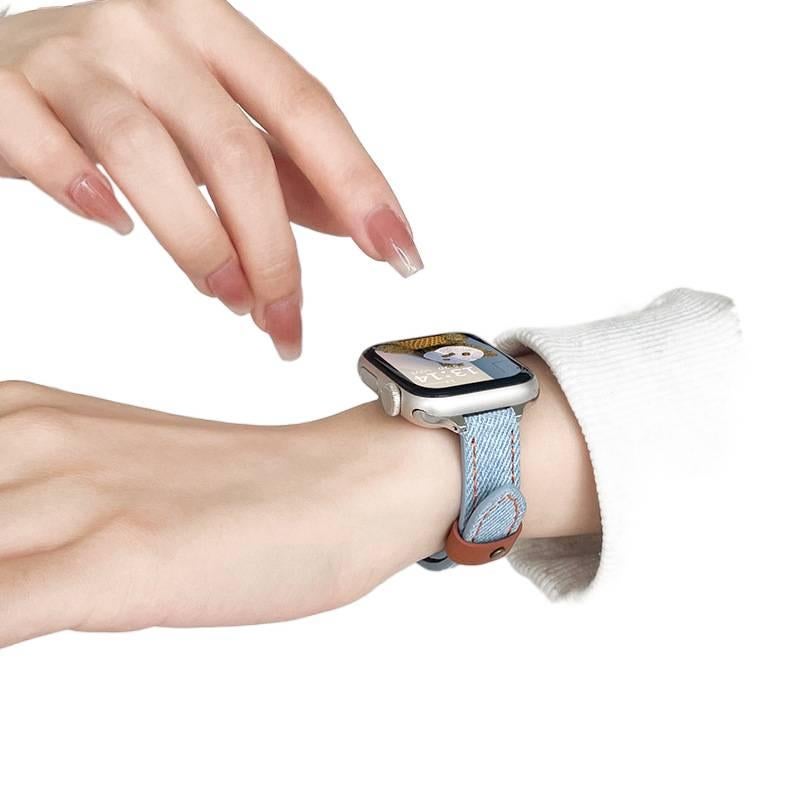 سوار ساعة ذكية سوار جلدي كلاسيكي متوافق باللون أزرق قابل للتعديل مع Apple Watch / SE بملاءمة قابلة للتعديل وحزام بديل للاستخدام اليومي للاستخدام الشخصي للعائلة للاستخدام الداخلي - Image 4