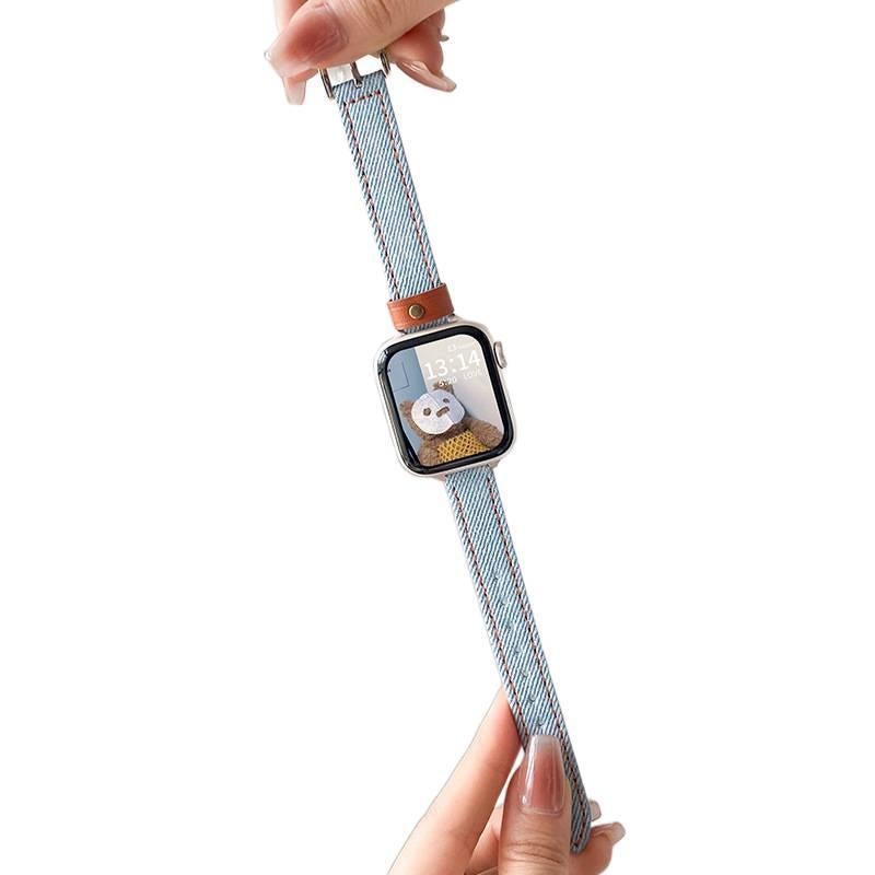 سوار ساعة ذكية سوار جلدي كلاسيكي متوافق باللون أزرق قابل للتعديل مع Apple Watch / SE بملاءمة قابلة للتعديل وحزام بديل للاستخدام اليومي للاستخدام الشخصي للعائلة للاستخدام الداخلي - Image 2