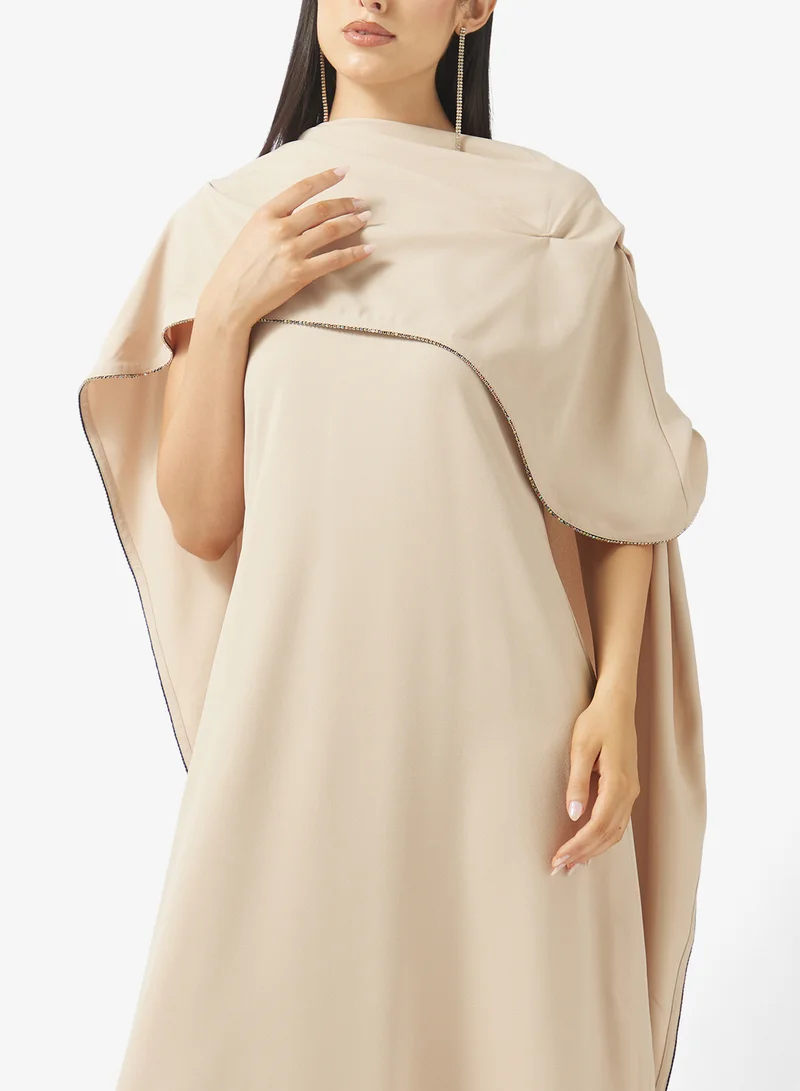 Namshi x Cape Detail Crepe A Line Dress
