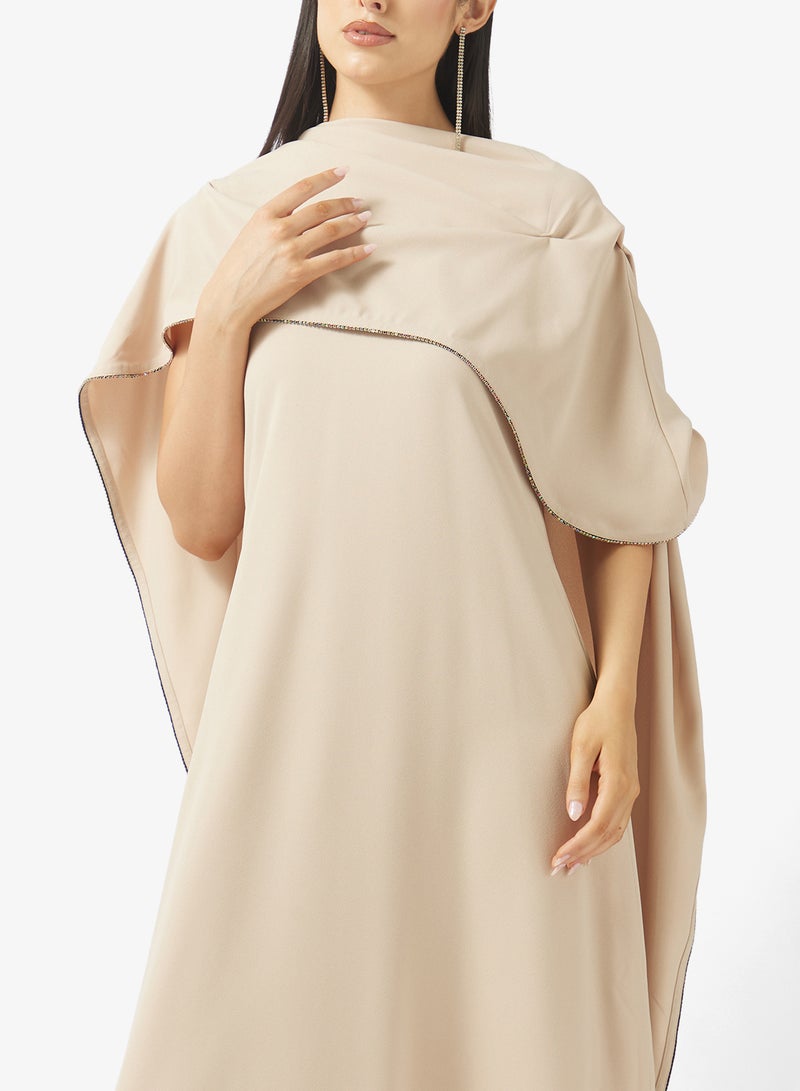 Namshi x Cape Detail Crepe A Line Dress - Image 3