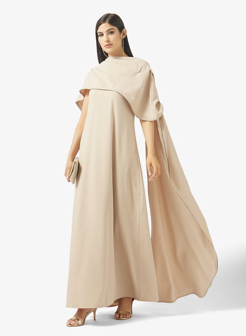 Namshi x Cape Detail Crepe A Line Dress