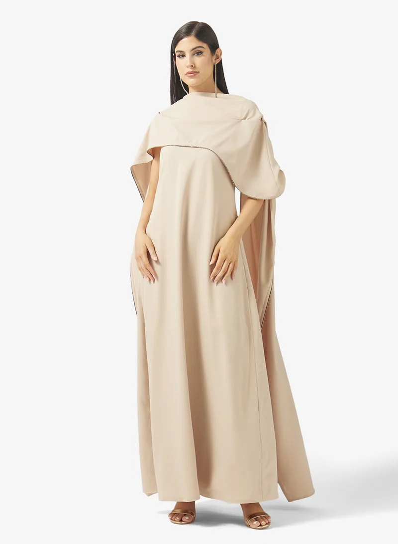 Cape Detail Crepe A Line Dress