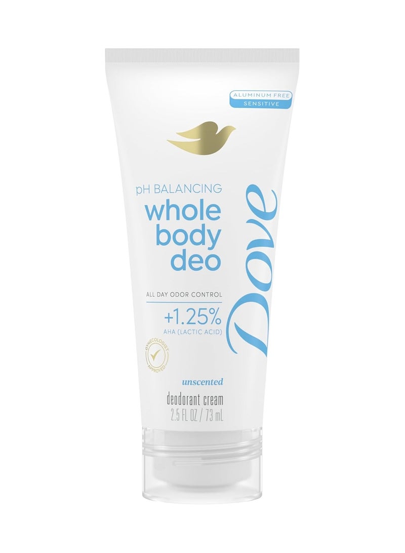 دوف مزيل عرق دوف للجسم بالكامل، خالي من الألومنيوم، كريم متوازن الحموضة، بدون رائحة، للتحكم في الرائحة لمدة 72 ساعة، 2.5 أونصة