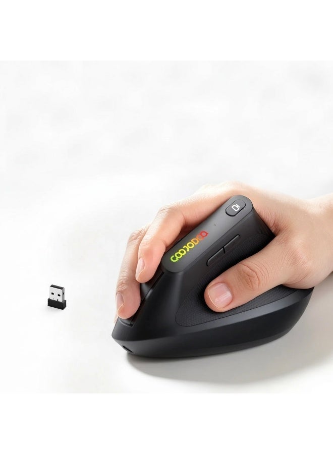 GOOJODOQ Wireless Ergonomic Vertical Mouse, Bluetooth 5.0 & 2.4GHz, Adjustable DPI, Type-C Charging - Image 1