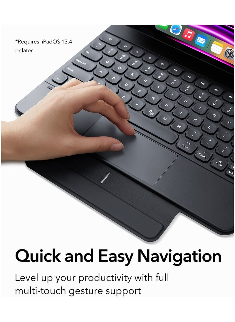 ESR - ESR Rebound Magnetic Keyboard Case, iPad Case with Keyboard Compatible with iPad Pro 12.9, Easy-Set Floating Cantilever Stand, Precision Multi-Touch Trackpad, Multi-Color Backlit Keys, US Layout Black - Image 1