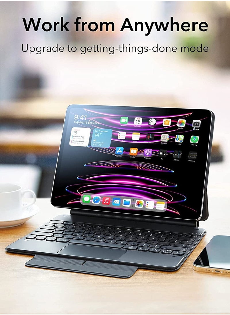 ESR - ESR Rebound Magnetic Keyboard Case, iPad Case with Keyboard Compatible with iPad Pro 12.9, Easy-Set Floating Cantilever Stand, Precision Multi-Touch Trackpad, Multi-Color Backlit Keys, US Layout Black - Image 1