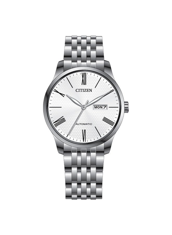 سيتيزن Mechanical Day & Date Automatic Men's Watch NH8350-59A, 40 mm White Dial, Stainless Steel Case & Bracelet, 50 m WR - Image 1