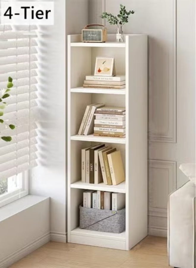كوتيس رف عرض كتب إبداعي مكون من 4 طبقات ورف تخزين مصنوع من ألياف MDF باللون الأبيض 30x30x124 سم - Image 1
