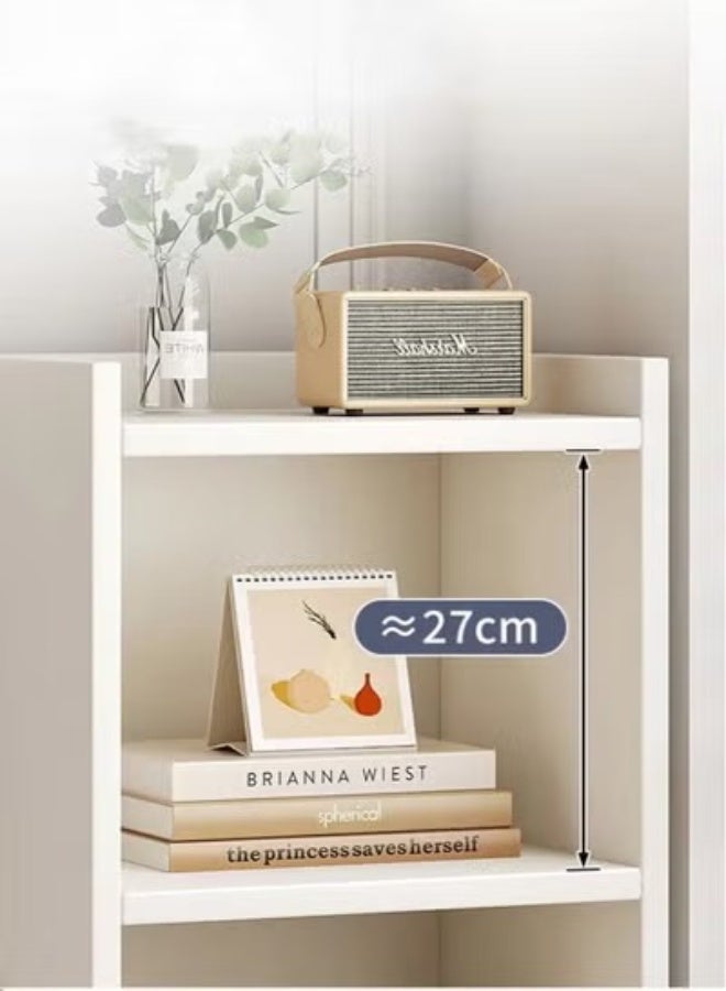 كوتيس رف عرض كتب إبداعي مكون من 4 طبقات ورف تخزين مصنوع من ألياف MDF باللون الأبيض 30x30x124 سم - Image 3