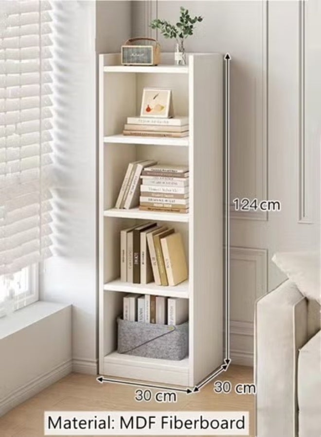 كوتيس رف عرض كتب إبداعي مكون من 4 طبقات ورف تخزين مصنوع من ألياف MDF باللون الأبيض 30x30x124 سم - Image 5