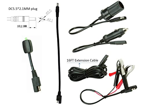 Sunway Solar 16FT Battery Charger Extension Cable Adapter SAE Connectors Quick Connect with Battery Clamps For 12V Trickle Charger And Maintainer, 12Volt Solar Panel Power System Kit - Image 3