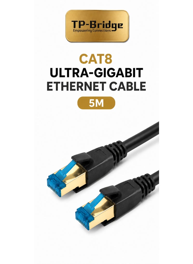TP-BRIDGE CAT8 Ethernet Cable 5M – 24AWG OFC Copper S/FTP LSZH 2000MHz Ultra Gigabit LAN Network Cable for Gaming, Router, PC & Data Centers - Image 1