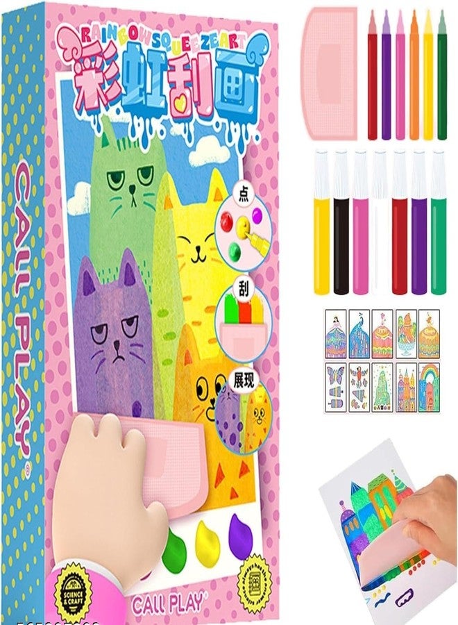 ZDQTRA Rainbow Scratch Art kit for Kids, Squeegee Magic Dot Creativity Painting Kits for 3 to 8 Year Old Girls and Boys (1set/Multi-Colour) - Image 1