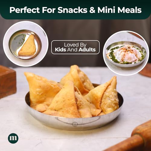 MARU Steel Small Round Snacks/Serving Plates Set of 4 (18 cm Each), Multi-Utility Quarter/Diet Plates for Small Meals with Mirror Finish Design, Perfect for Breakfast, Nashta, Dessert & Daily Use - Image 3