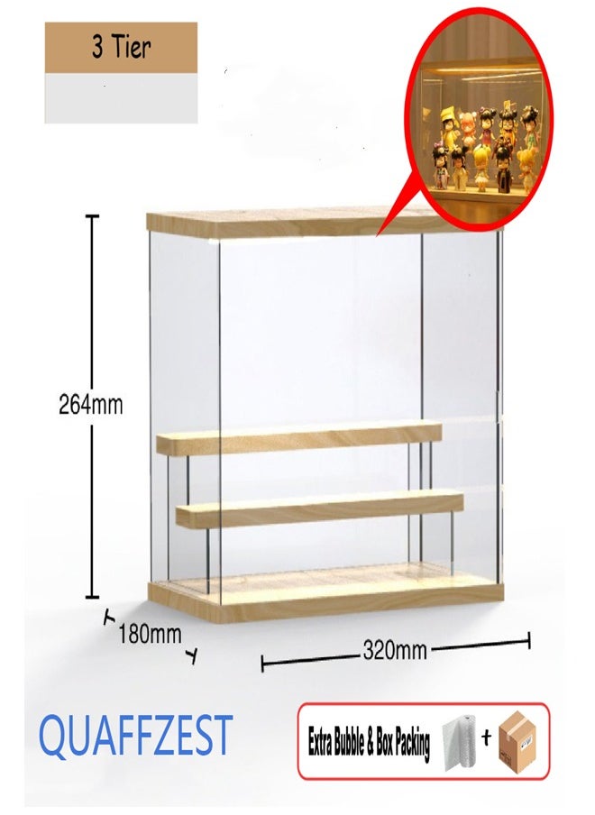 Generic - 3Layer Transparent Acrylic Display Box with Wooden Top Base（without LED） - Image 1