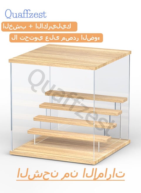 3Layer Transparent Acrylic Display Box with Wooden Top Base（without LED）