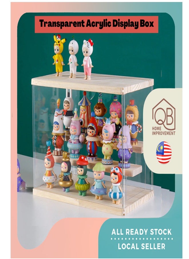 Generic - 3Layer Transparent Acrylic Display Box with Wooden Top Base（without LED） - Image 1