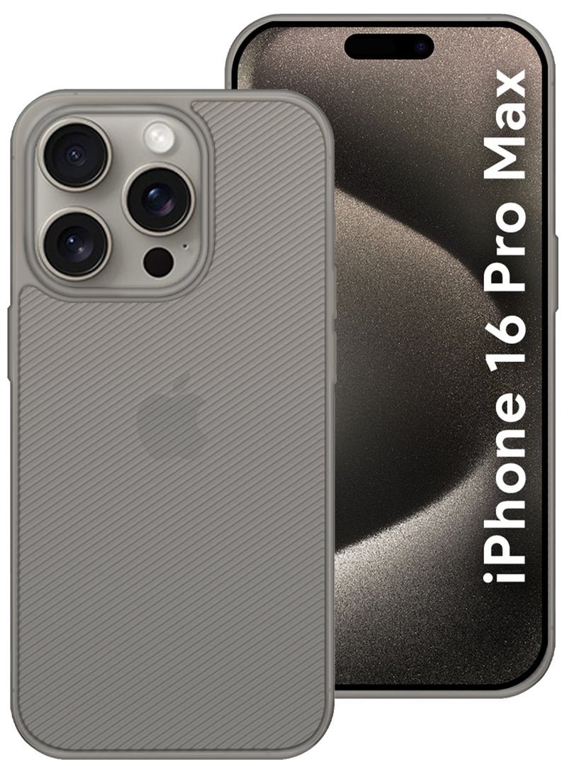 CATANES (لآيفون 16 برو ماكس) غلاف تصميم خط الهواء الخلفي المتين الفائق النحافة مع حماية من السقوط - رمادي داكن - Image 1