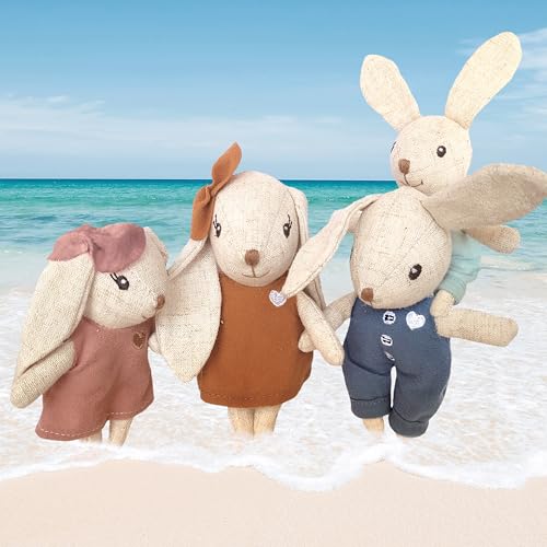 SPEEDY MONKEY Rabbit Family Set  Miniature Bunny Figures with Parents  2 Baby Rabbits  Pretend Play Doll House Family for Kids Toddlers Girls  Cute Dollhouse Decor Toy - Image 5