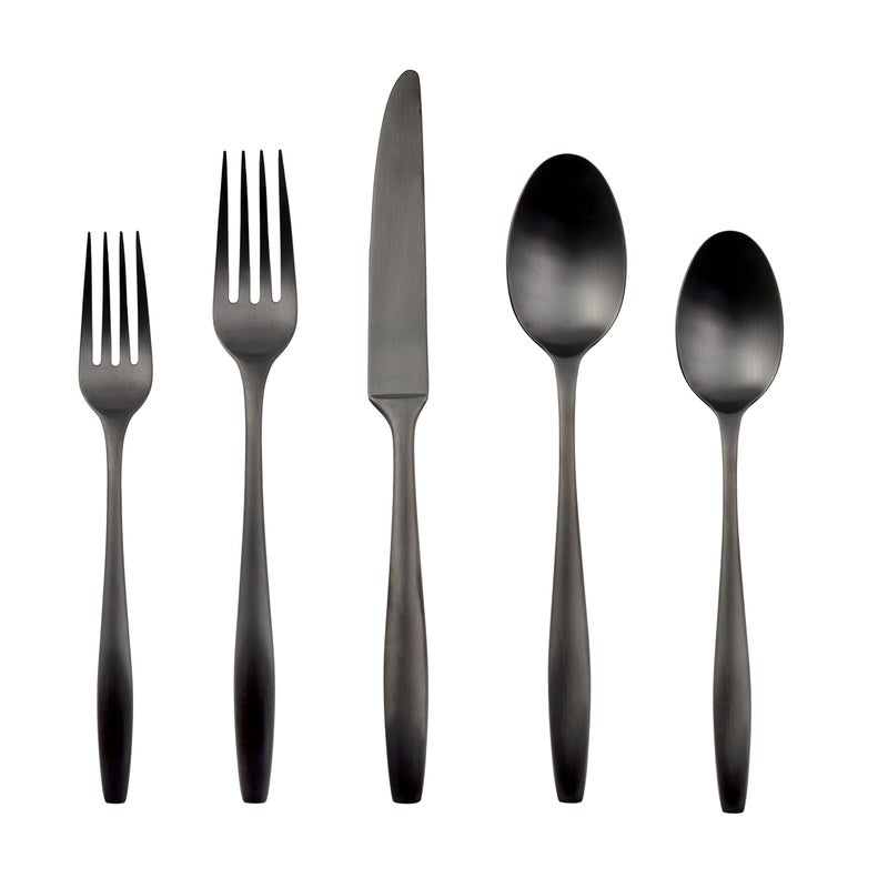 Cambridge Silversmiths Katerina Black Satin 20Piece Flatware Set Service for 4