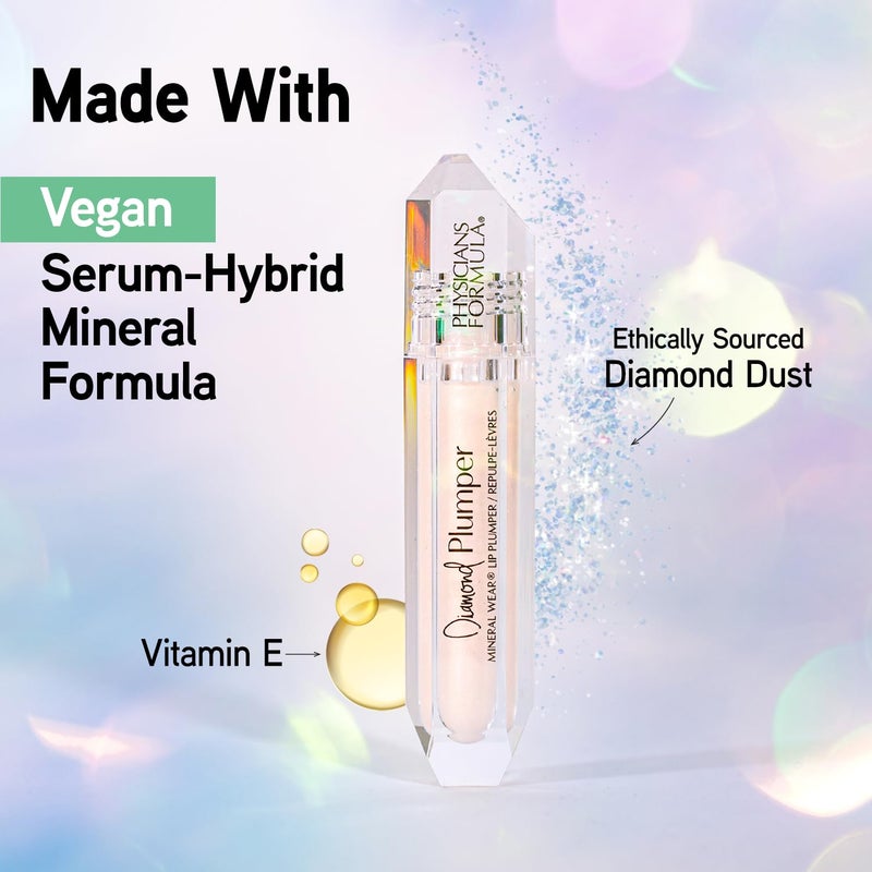 Physicians Formula Mineral Wear Diamond Lip Plumper Gloss, Dermatologist Tested Pink Radiant Cut - Image 2