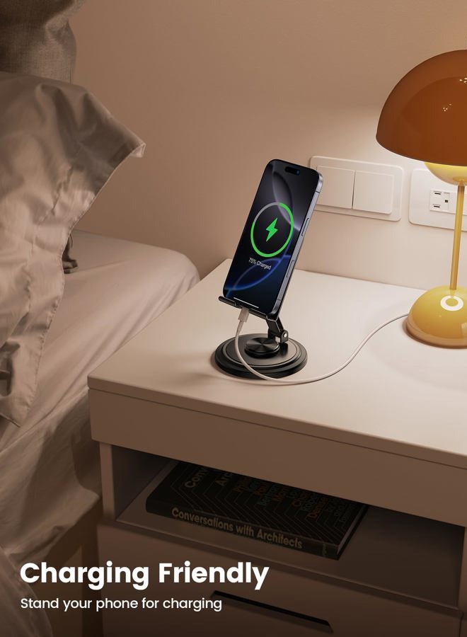 Lamicall Adjustable Phone Stand for Desk - 360 Rotating Foldable Cell Phone Holder Desktop Portable Cellphone Stand, Office Desk Accessories for iPhone 16 15 14 13 Pro Max, 4-10” (US) - Image 3