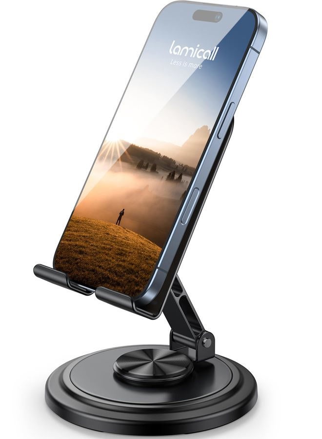 Lamicall Adjustable Phone Stand for Desk - 360 Rotating Foldable Cell Phone Holder Desktop Portable Cellphone Stand, Office Desk Accessories for iPhone 16 15 14 13 Pro Max, 4-10” (US) - Image 1