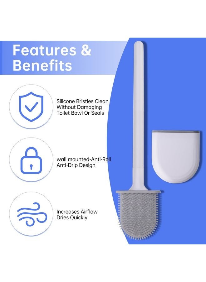 هومستر فرشاة حوض المرحاض، فرشاة المرحاض السيليكون لن يلحق الضرر بالمراحيض، فرشاة المرحاض المثبتة على الحائط -المضادة للتدلية، تصميم مضاد للتقطر، مناسبة لمقطورات السفر والمخيمات، مصنوعة من قبل RVers for RVers. - Image 4
