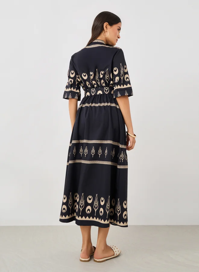 Styli Printed Tiered Dress